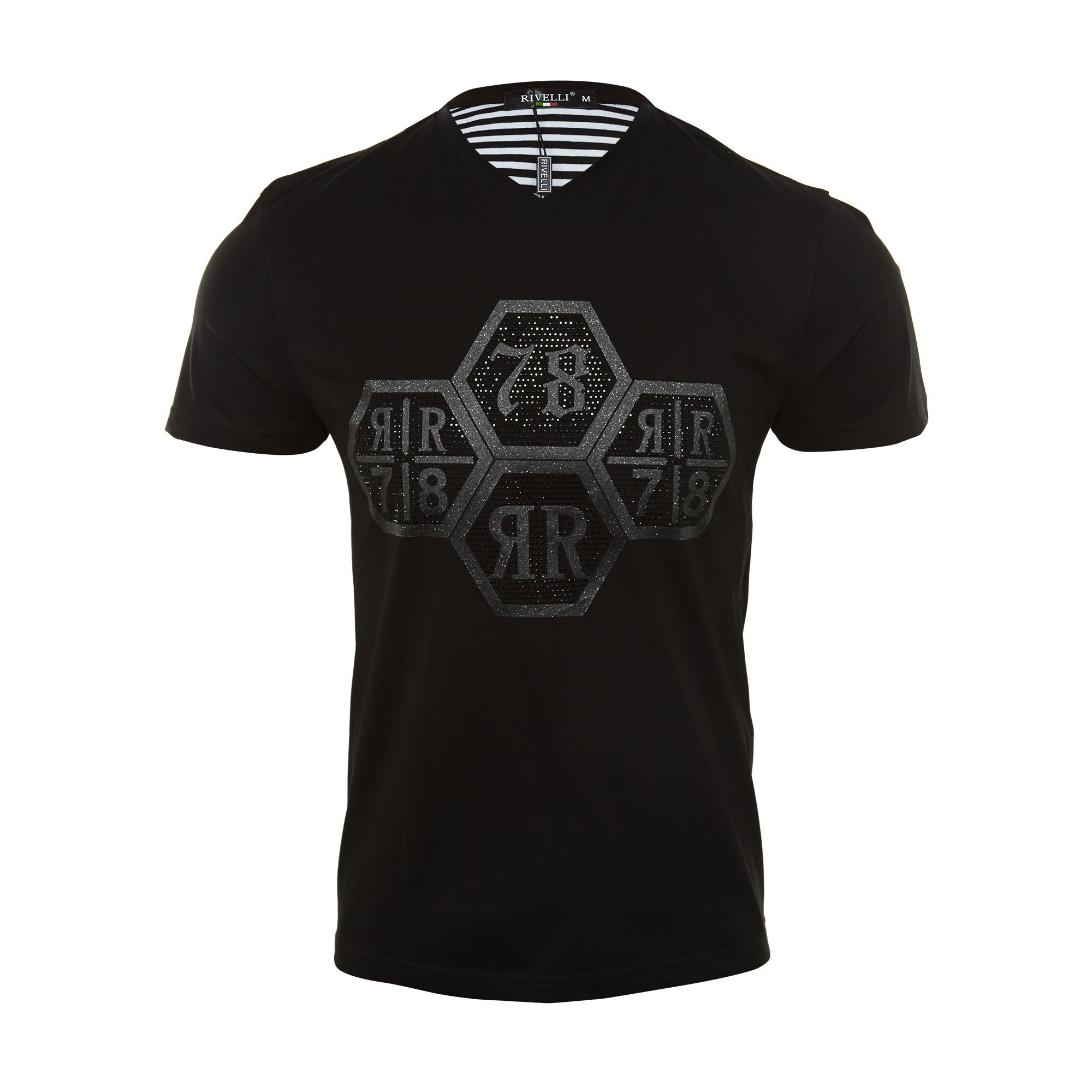 Rivelli S/s V-neck Hex Stones Tee Mens Style : R1807