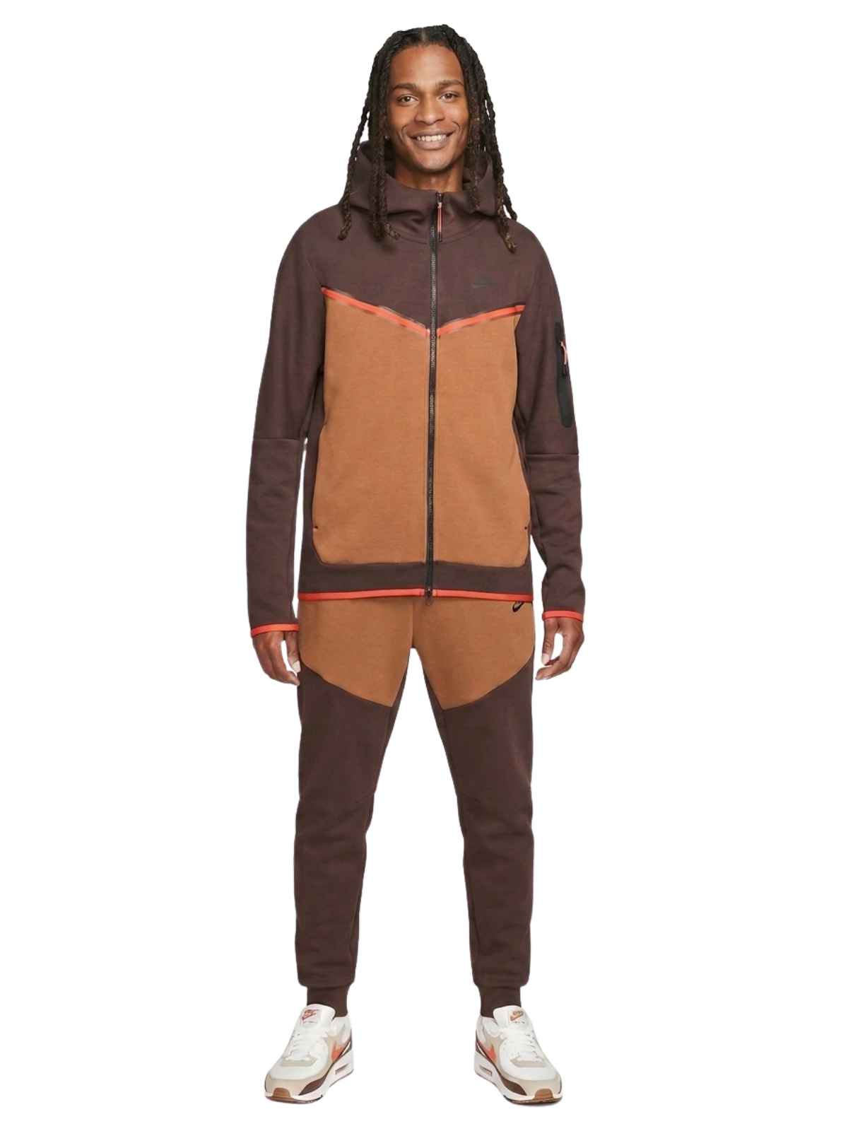 Nike Sportswear Tech Fleece Full-Zip Hoodie Brown Basalt/Pecan/Chile Red/Black