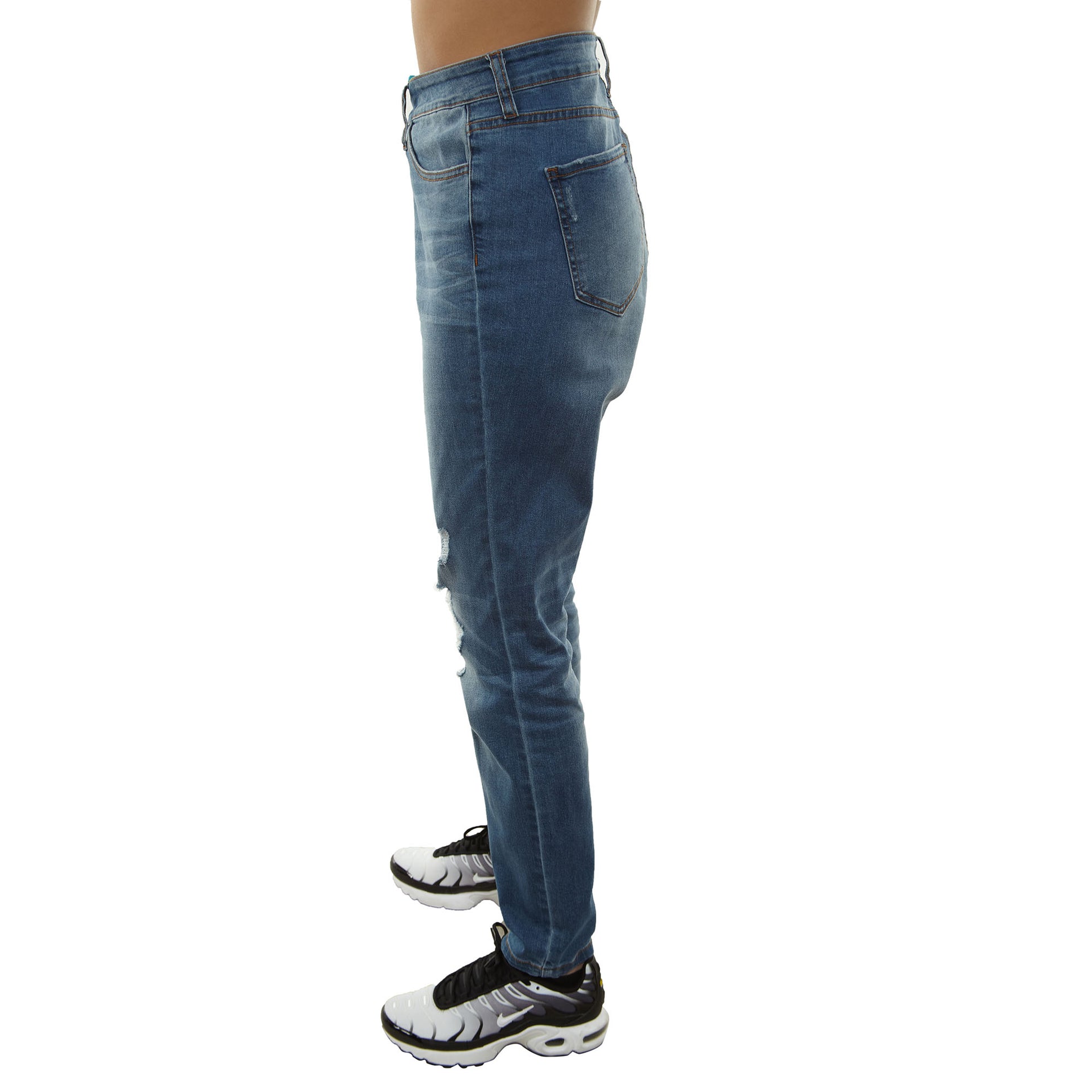 Cello Plus Mid Rise Dbl Roll Cuff Destroyed 27inch Ankle Skinny Jeans Womens Style : Ab76245p-1