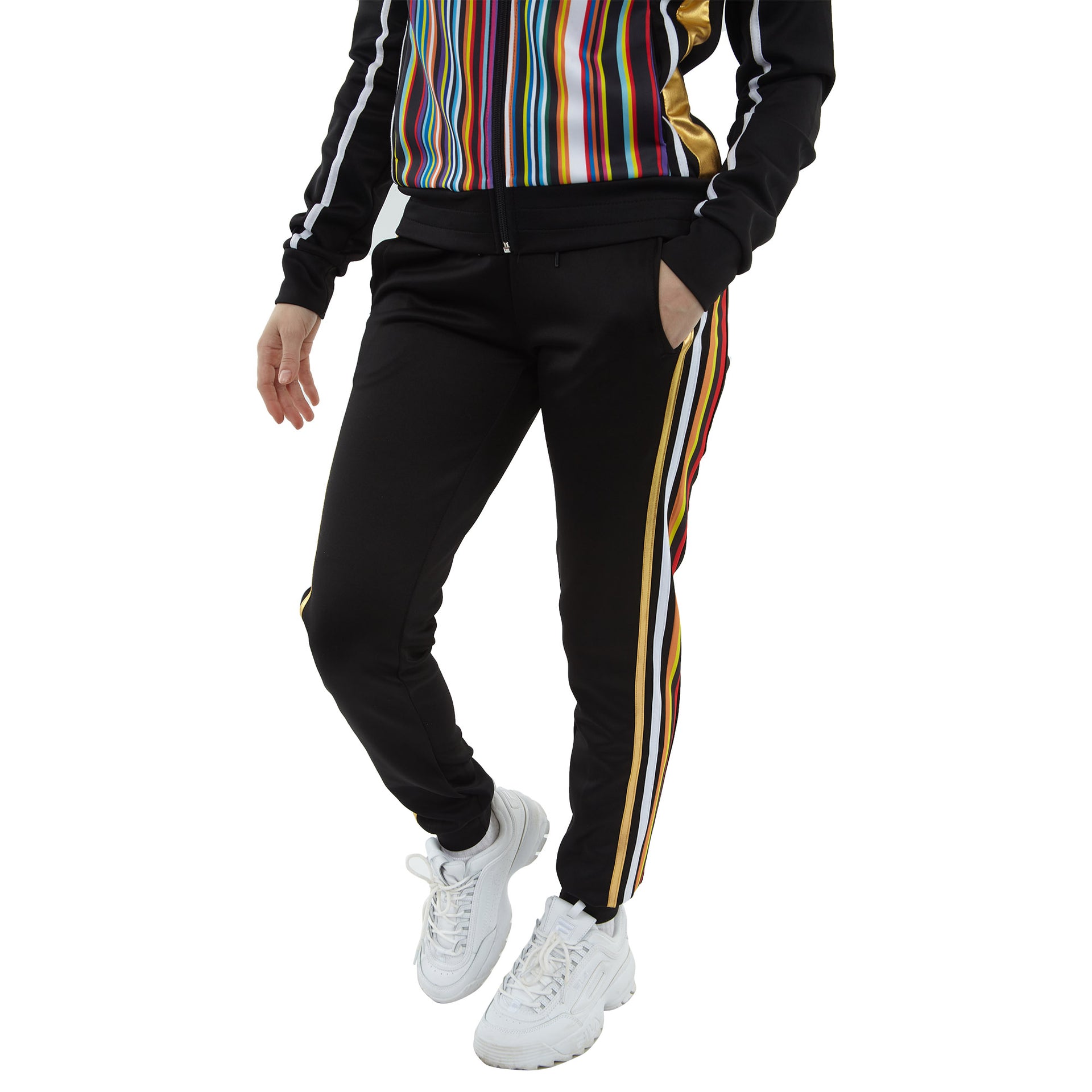 Red Fox Color Stripe Jogger Pant Womens Style : St864p-BK