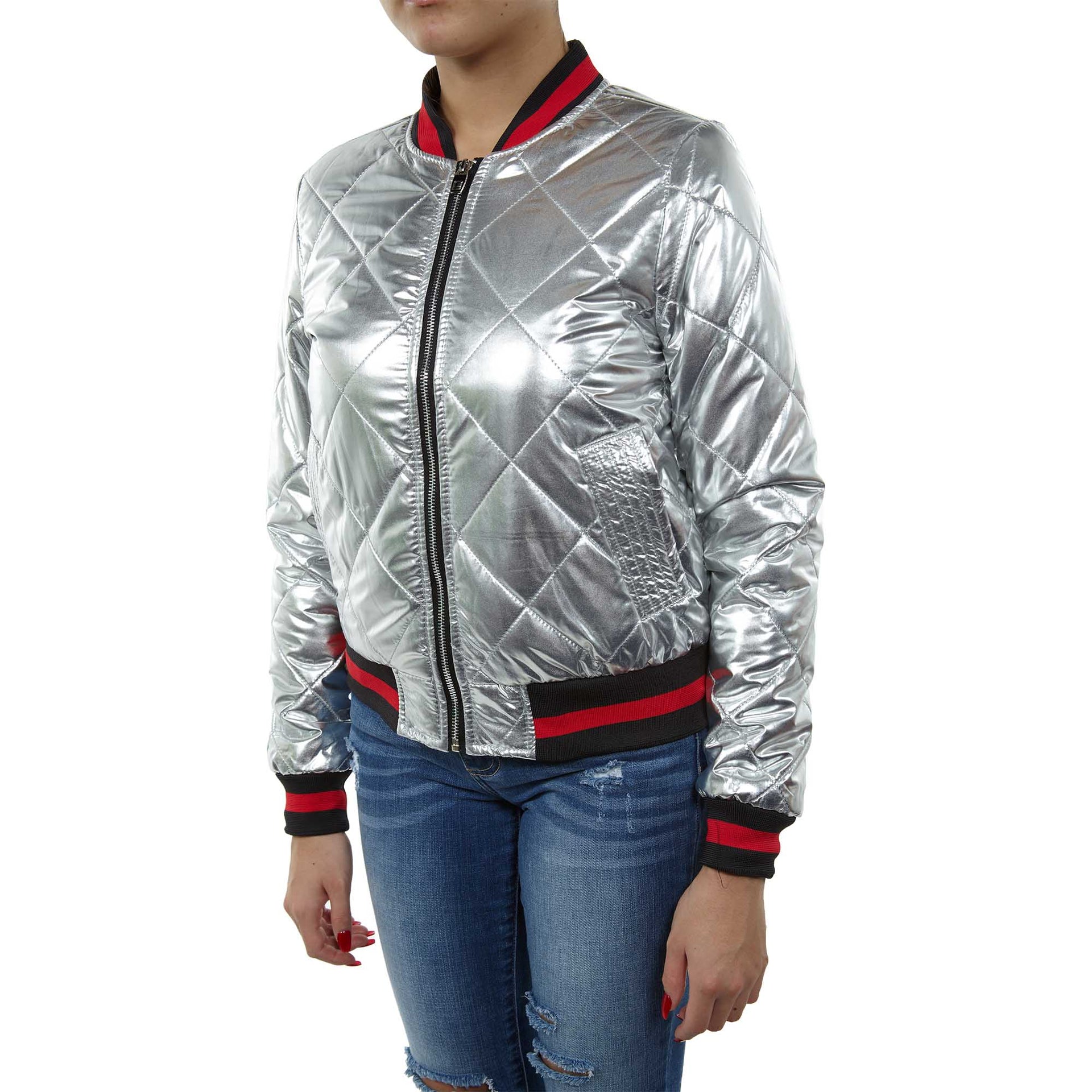 Maniere Metallic Bomber Jacket Womens Style : Mbj18