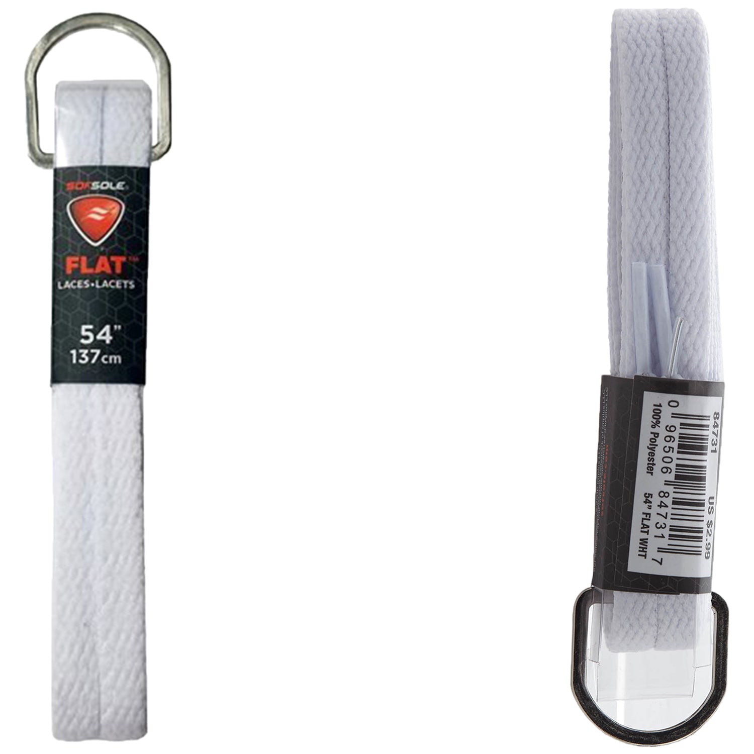 Sofsole D-ring Athletic Flat Lace 27 Unisex Style : 84862-WHITE