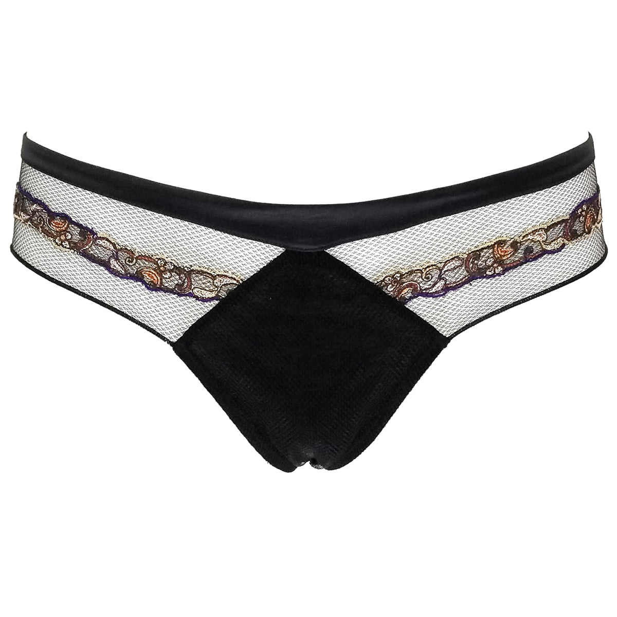 La Perla Paisley Black Sheer Low Rise Thong Womens Style : 0017455-0202