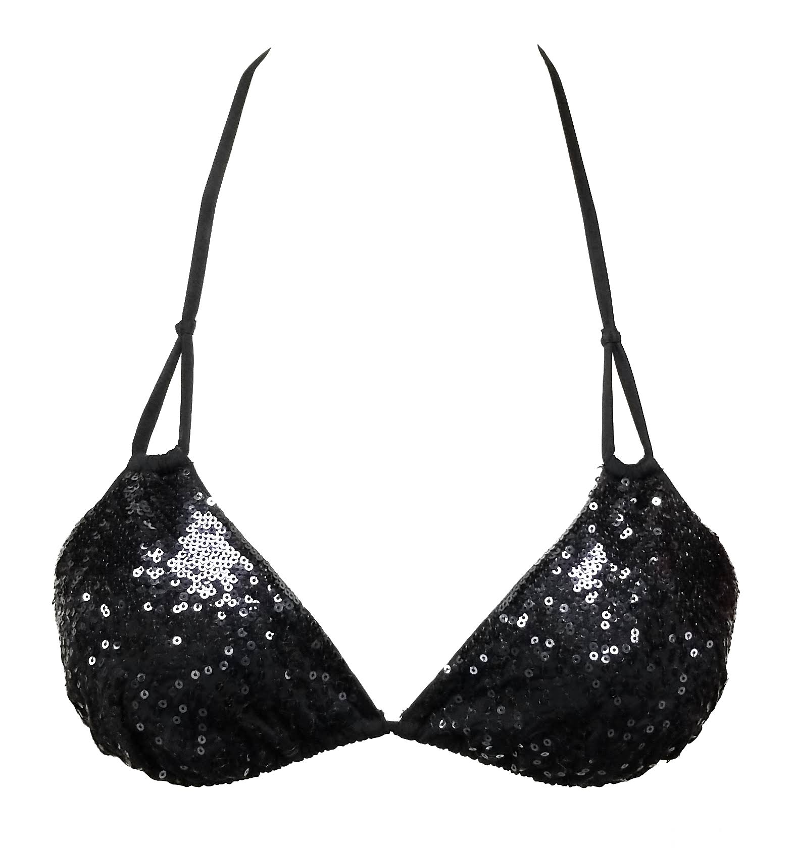 La Perla Triangle Sequinced Black Bikini Top Womens Style : 801225
