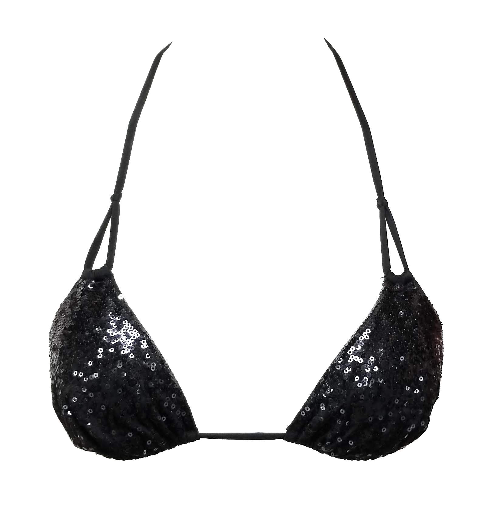 La Perla Triangle Sequinced Black Bikini Top Womens Style : 801225