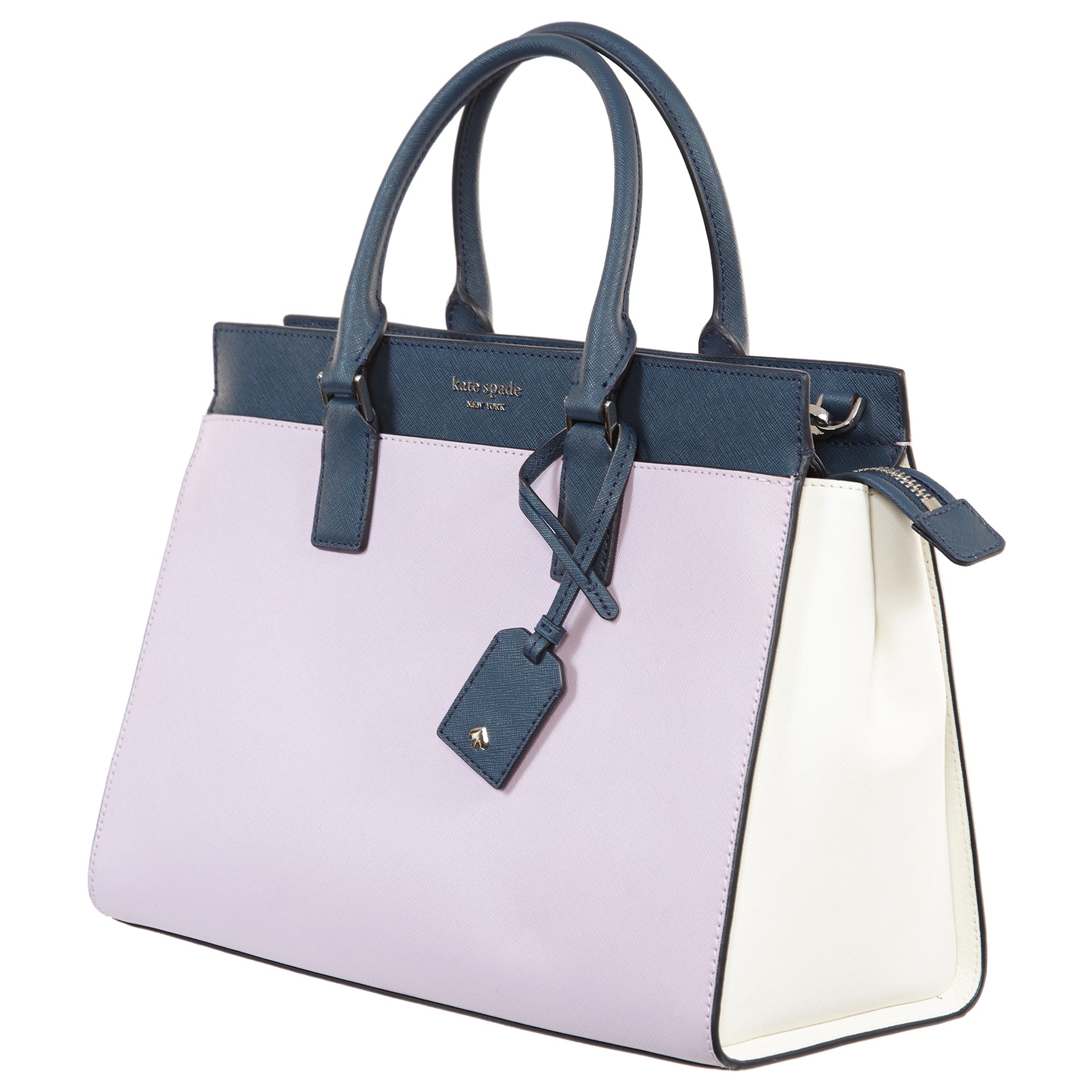 Kate Spade Cameron Convertible Satchel Large Lavender/Bright White/Petrol Blue