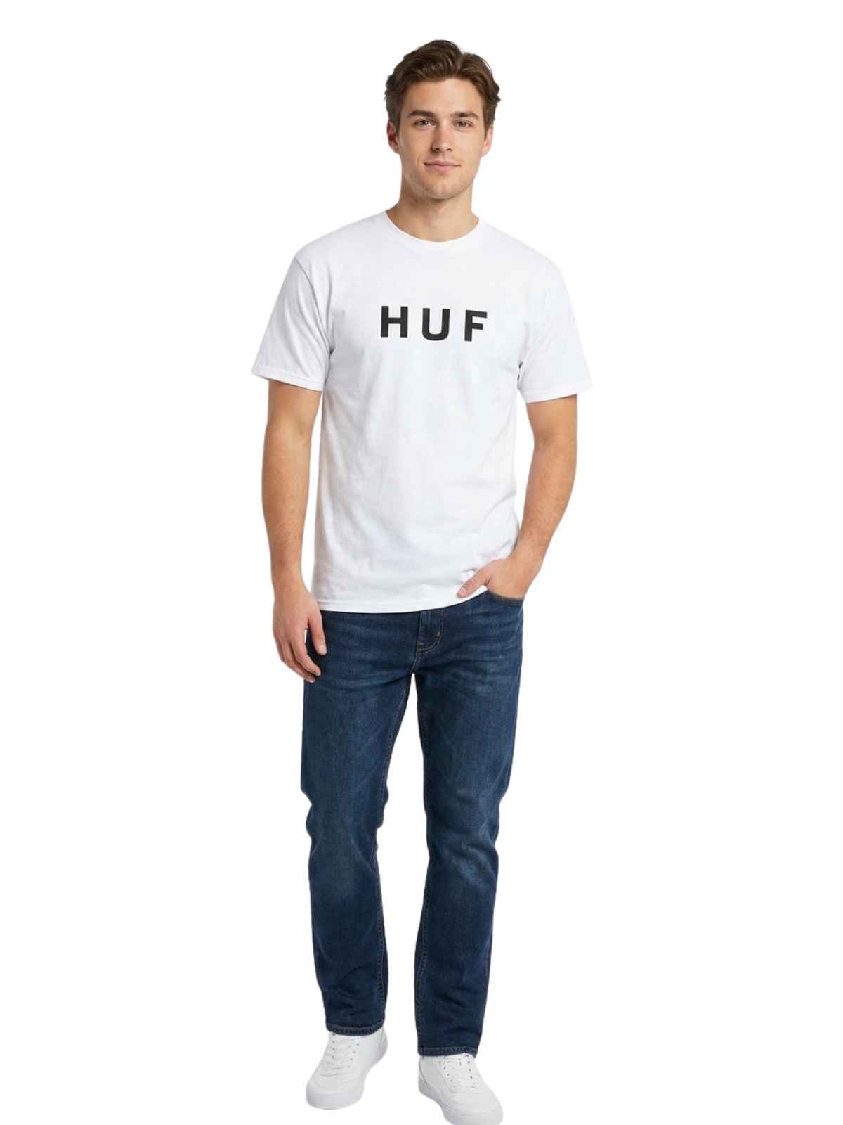 Huf Original Logo Tee Mens Style : Tsbsc1111-WHITE