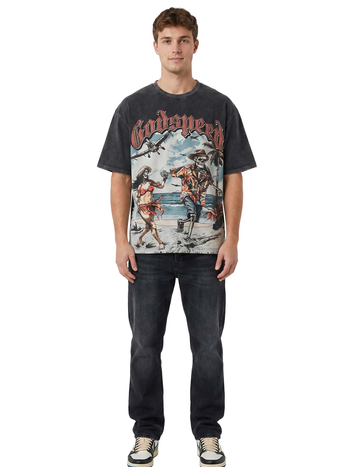 God Speed Chasing Aloha Bone Tee Mens Style : Gs-cabt