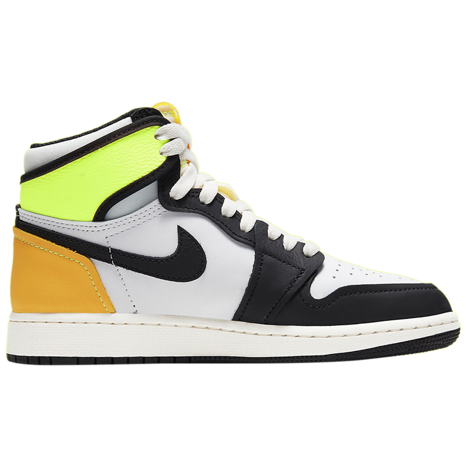 Jordan 1 Retro High White Black Volt University Gold (GS)
