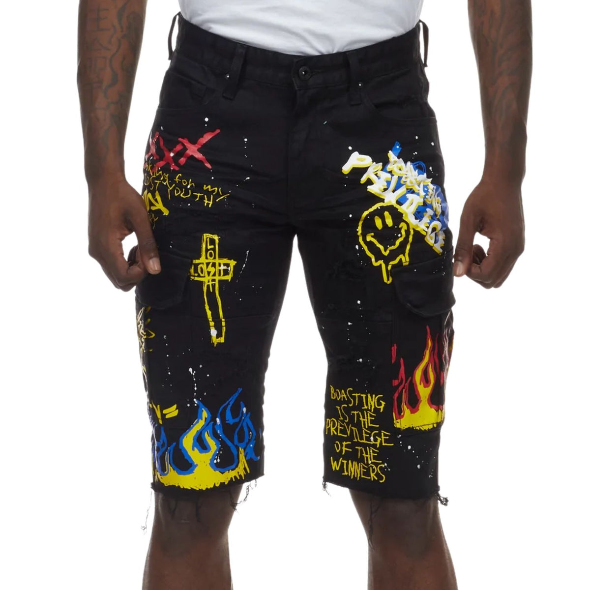 Smoke Rise Graffiti Twill Cargo Short Mens Style : Sts21284