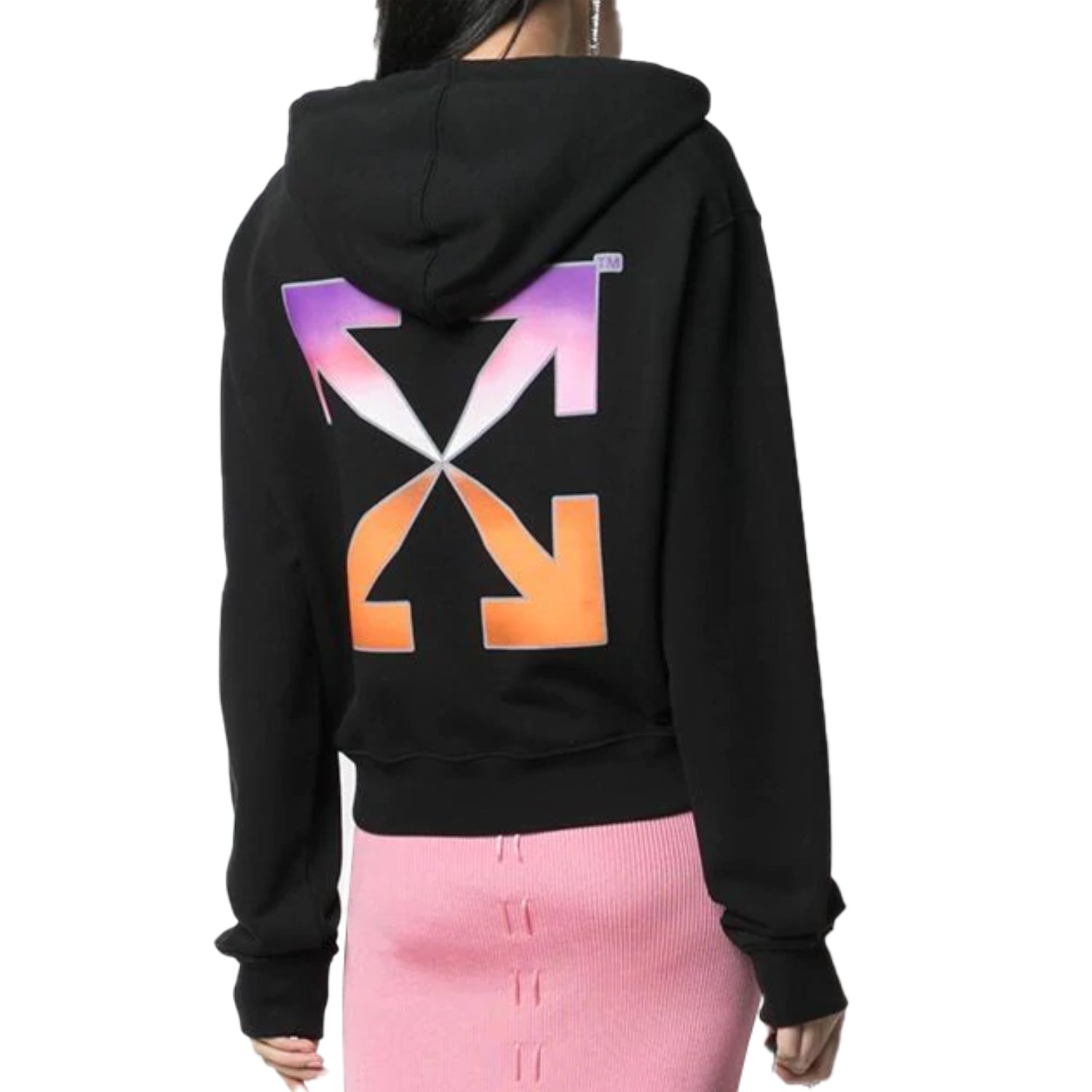 Off-white Gradient Crop Hoodie Black Multicolor Off-white Mens Style : Owbb016r21jer0011084