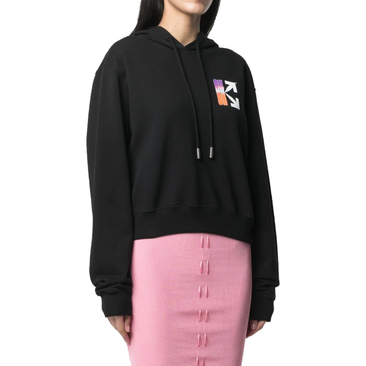 Off-white Gradient Crop Hoodie Black Multicolor Off-white Mens Style : Owbb016r21jer0011084