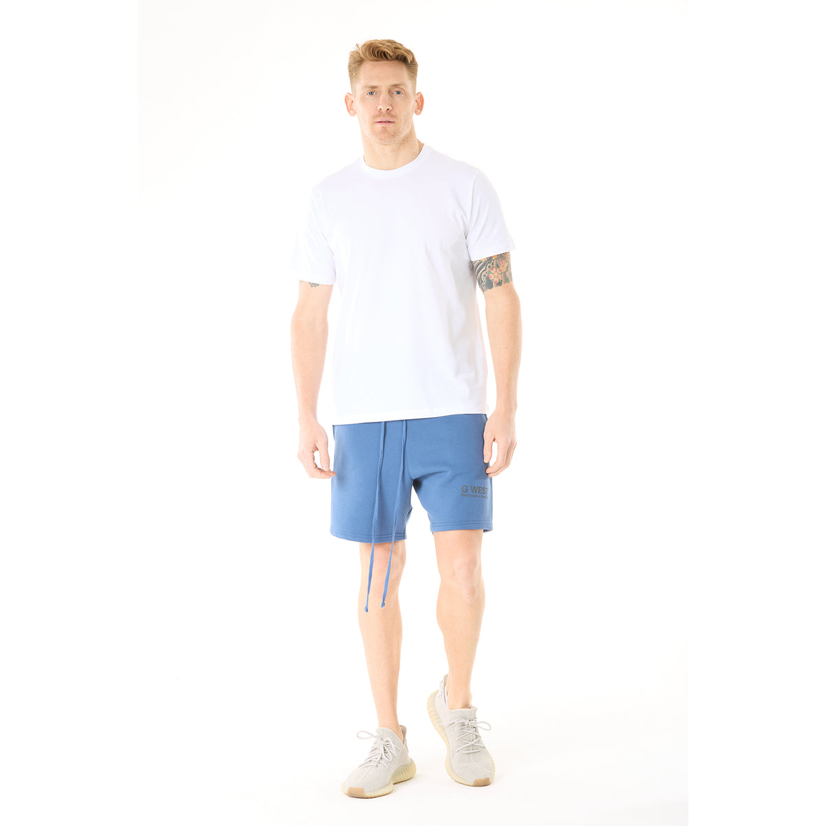G WEST MENS SOLID CREW NECK TEE - WHITE