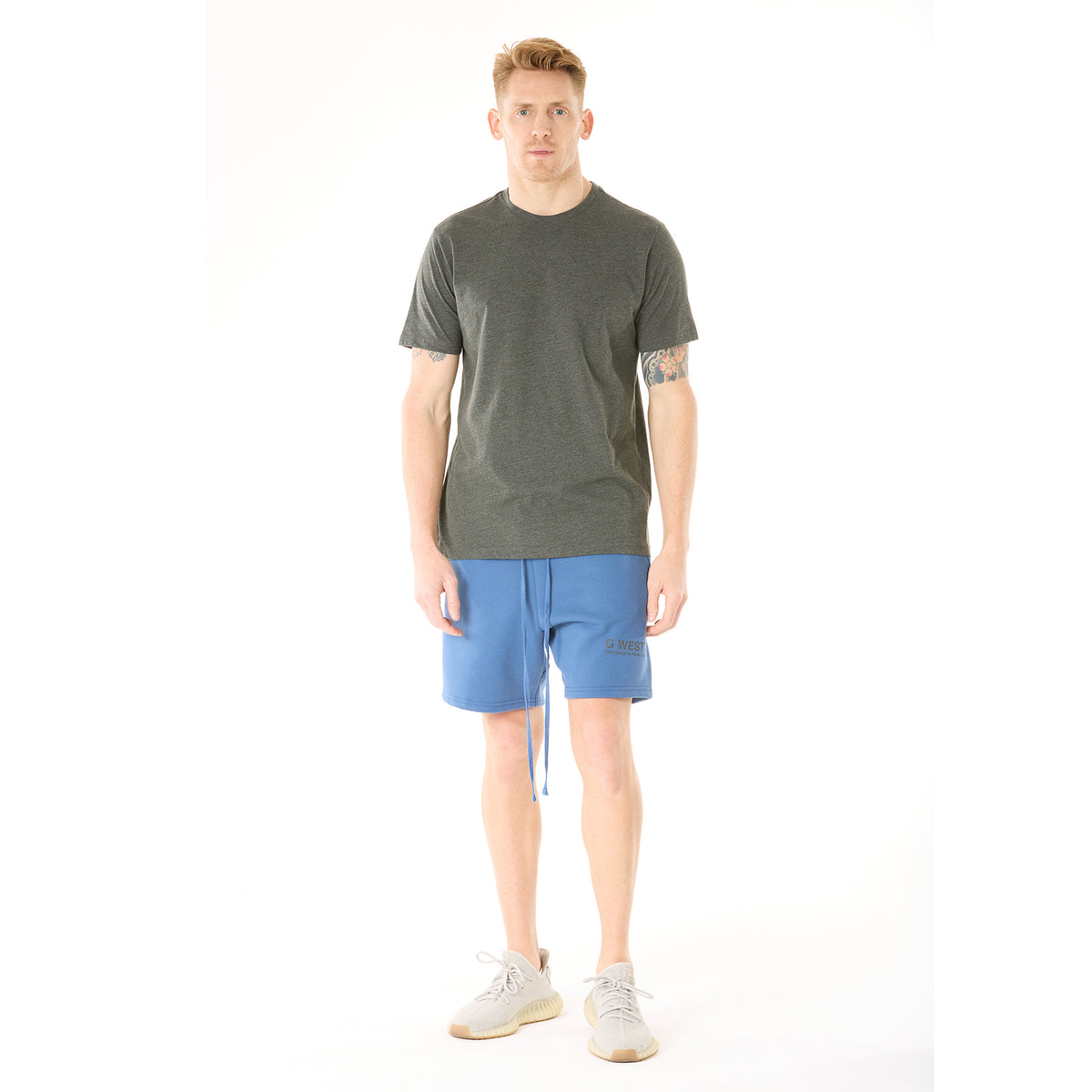 G WEST MENS SOLID CREW NECK TEE - CHARCOAL