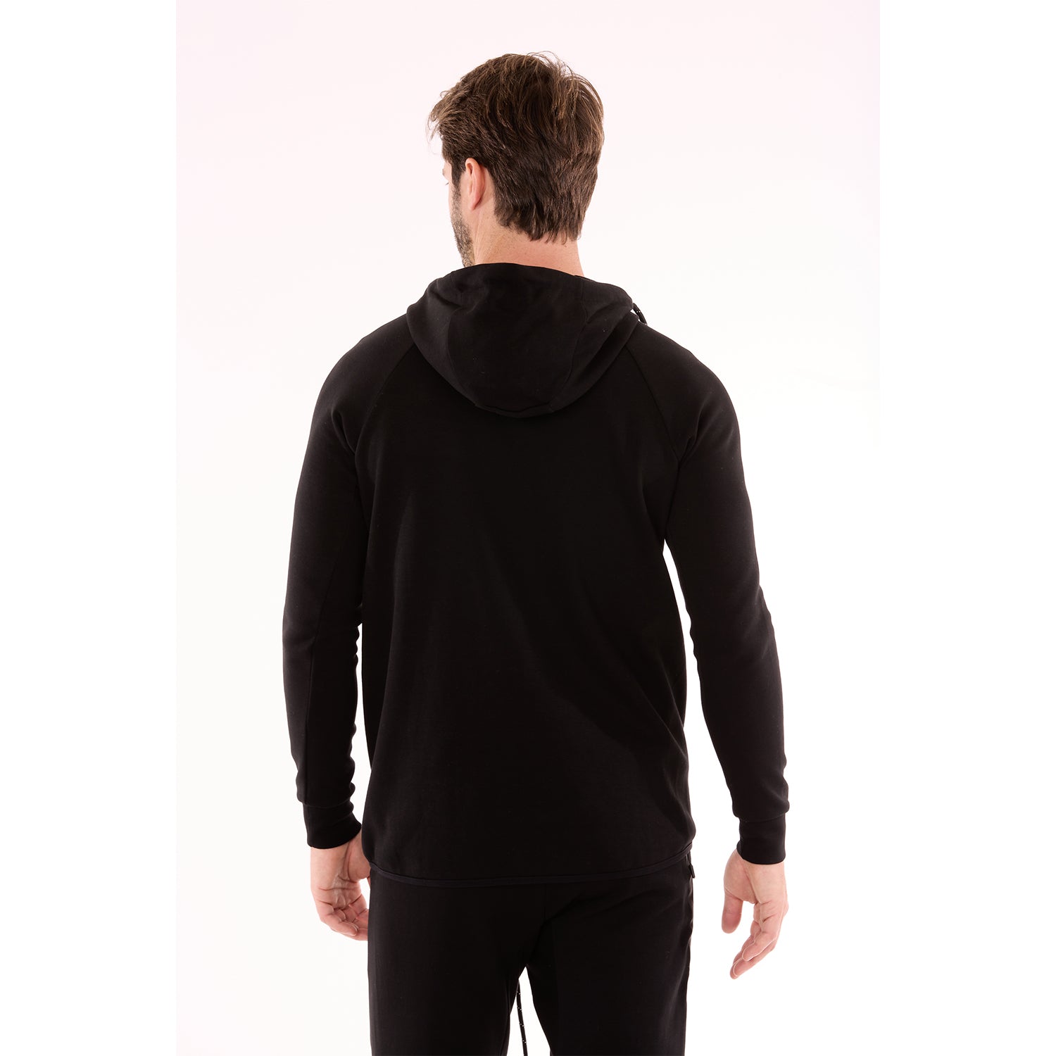 G WEST MENS TECH FLEECE ZIPPER HOODIE - BLACK