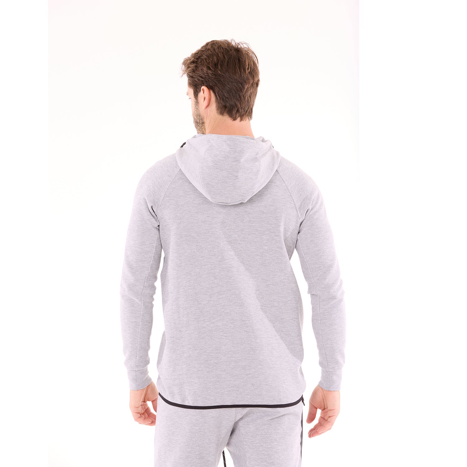 G WEST MENS TECH FLEECE ZIPPER HOODIE - GREY