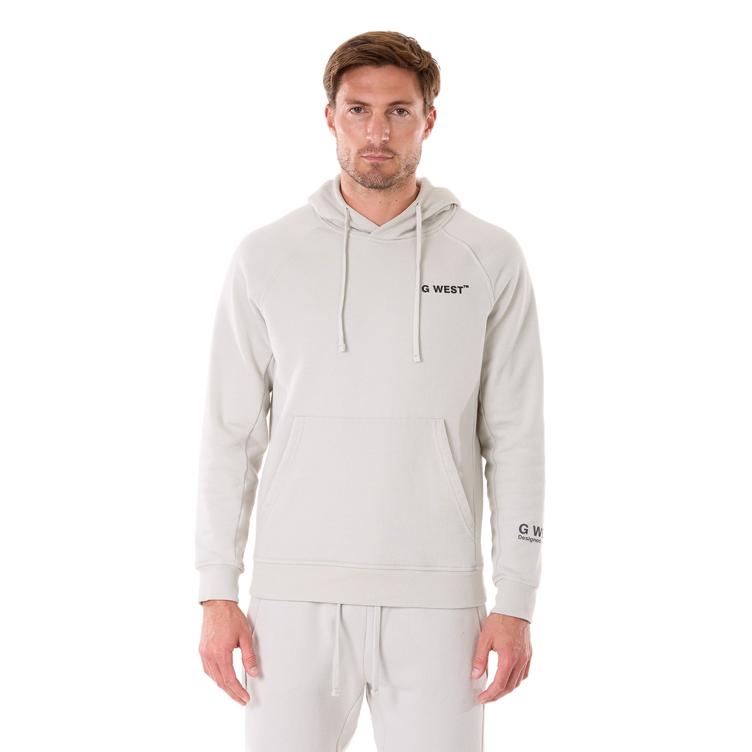G WEST MENS FLEECE PULLOVER HOODIE - STORMY GRAY