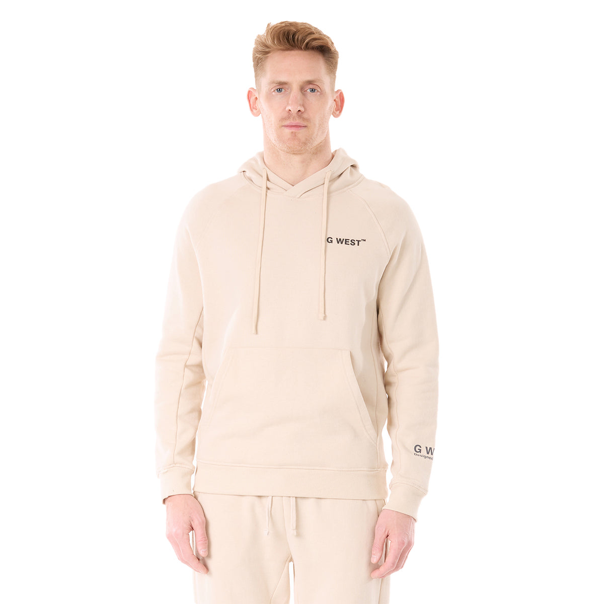 G WEST MENS FLEECE PULLOVER HOODIE - BROWN RICE