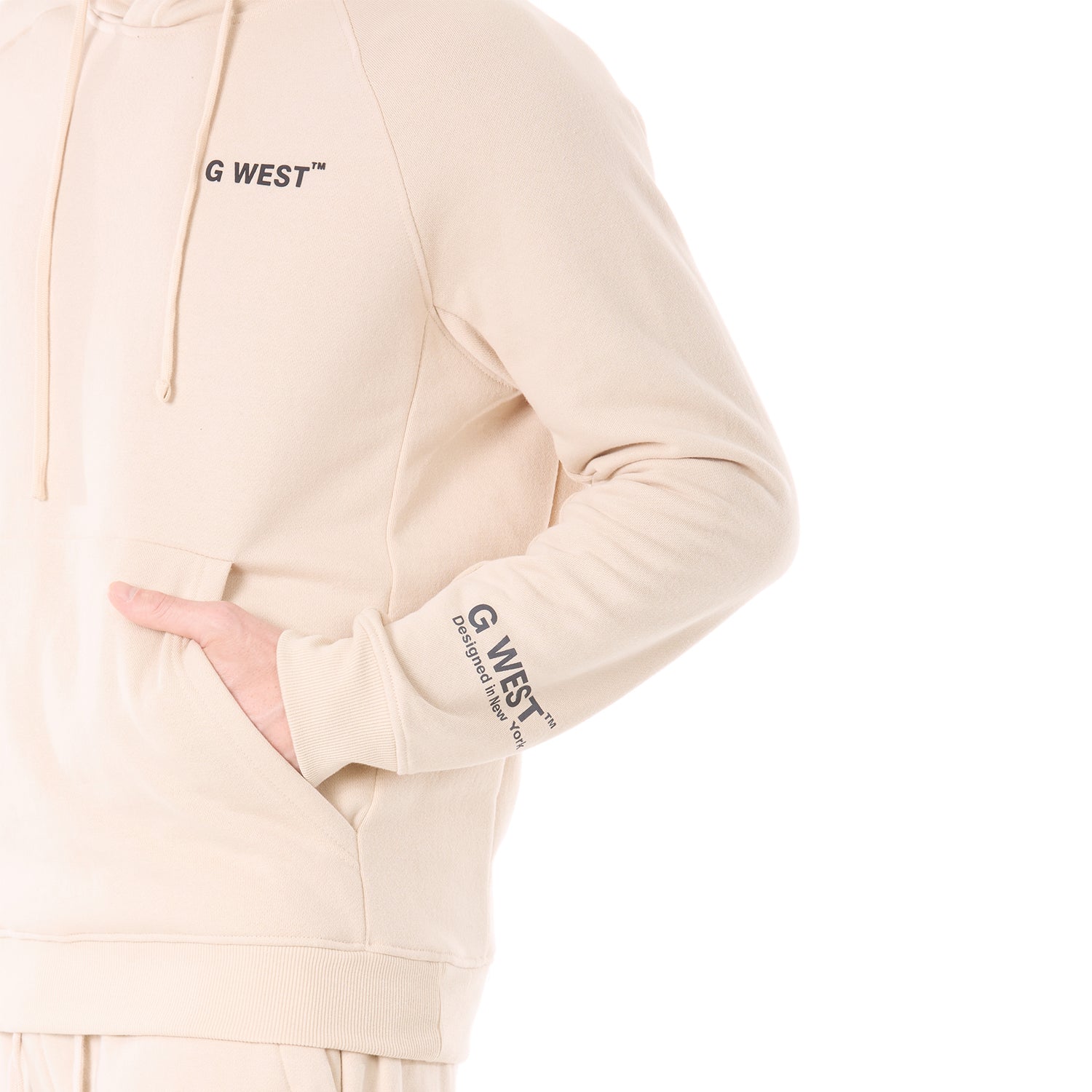 G WEST MENS FLEECE PULLOVER HOODIE - BROWN RICE