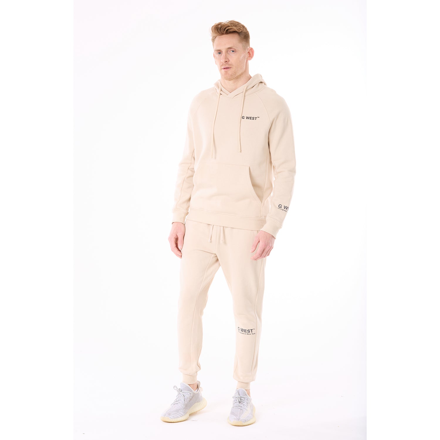 G WEST MENS FLEECE PULLOVER HOODIE - BROWN RICE