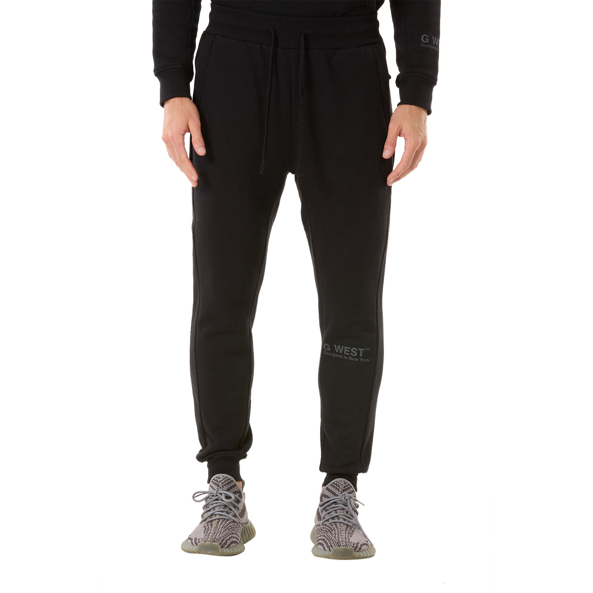 G WEST MENS FLEECE JOGGER PANTS - JET BLACK
