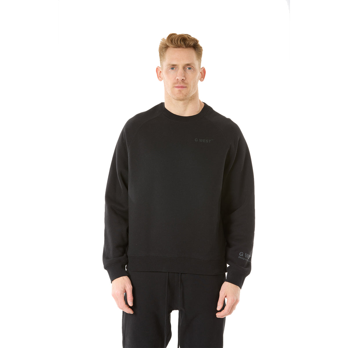 G WEST MENS LIFESTYLE PREMIUM CREW NECK SWEATSHIRT - JET BACK