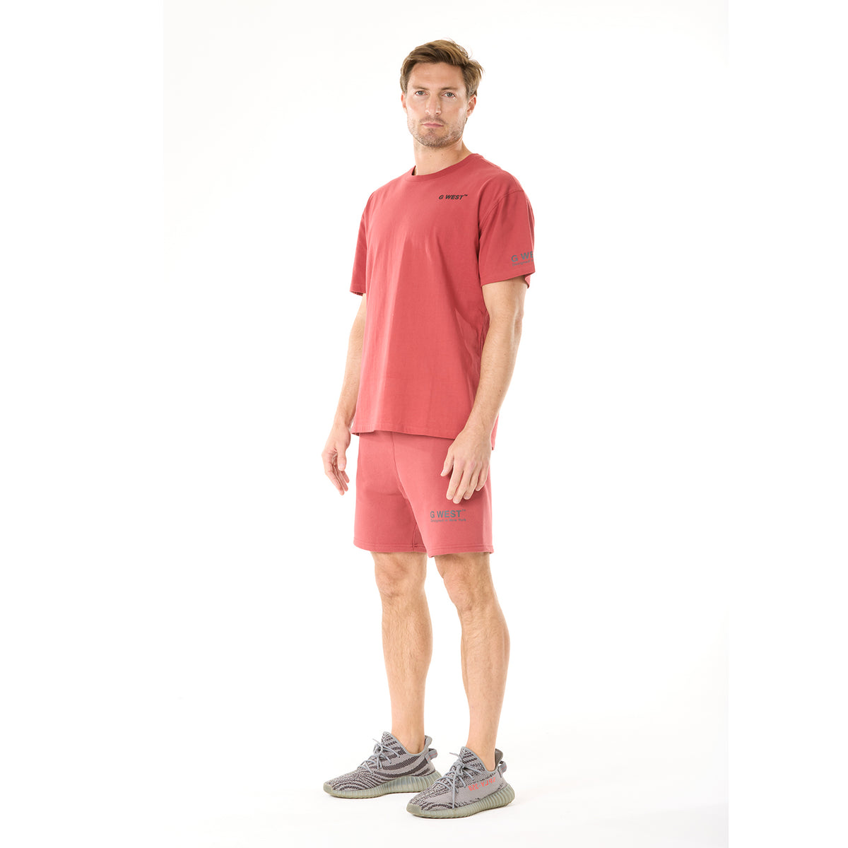 G WEST MENS LIFESTYLE PREMIUM T-SHIRT - BRICK RED