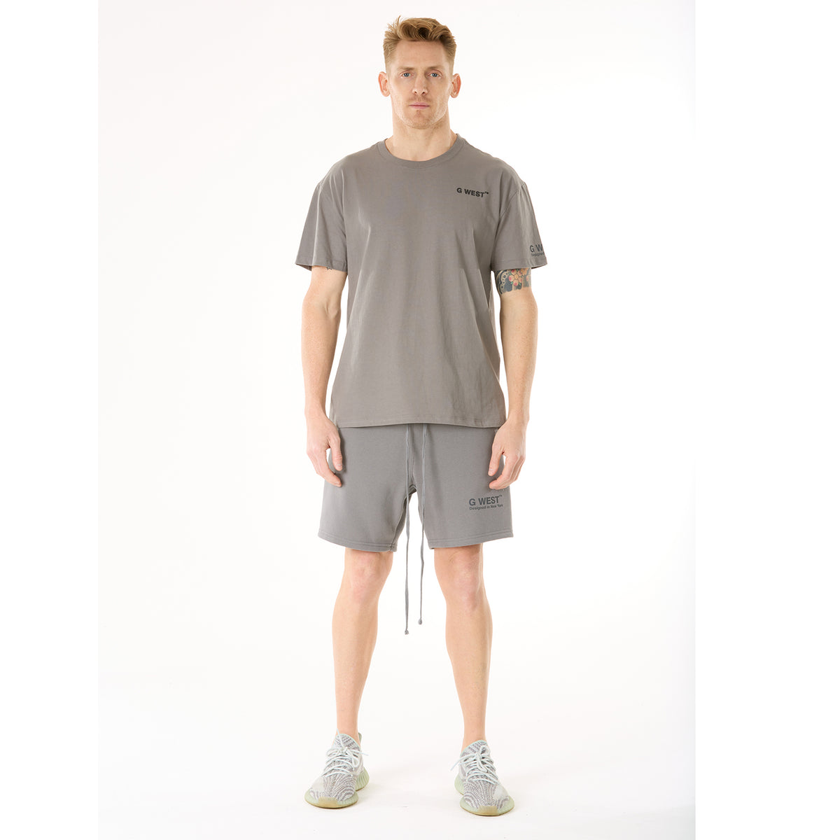 G WEST MENS LIFESTYLE PREMIUM T-SHIRT - CHARCOAL GRAY
