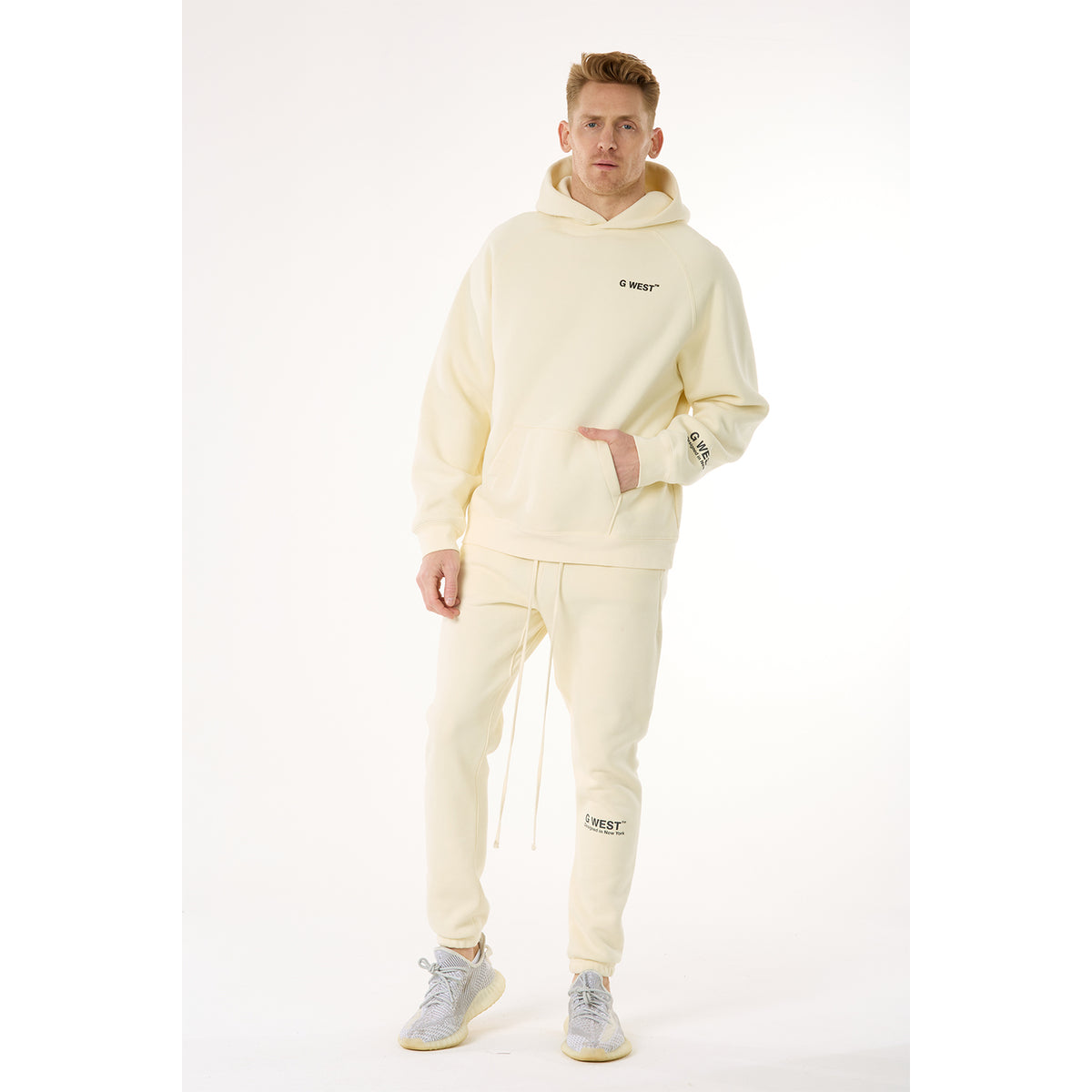 G WEST MENS LIFESTYLE PREMIUM JOGGER PANTS - CLOUD CREAM