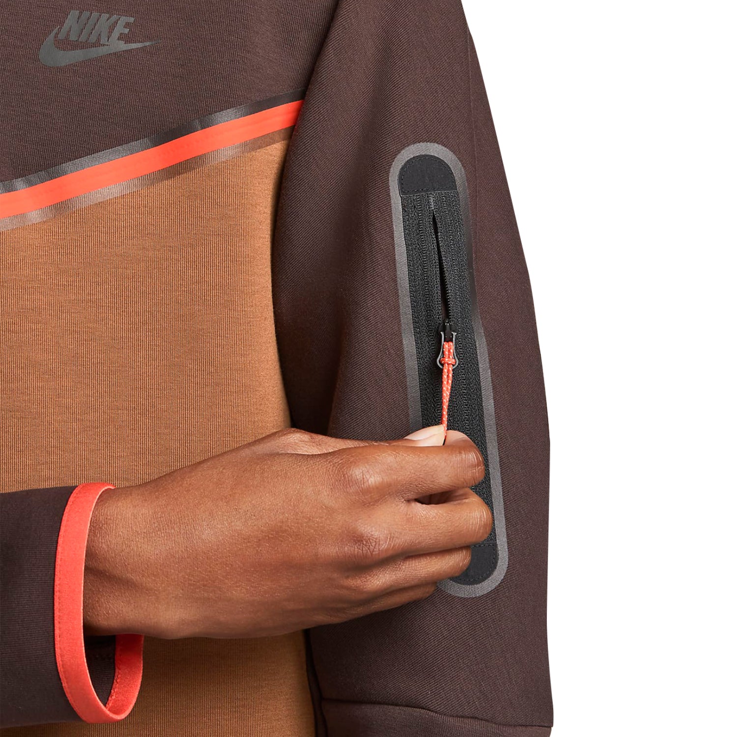 Nike Sportswear Tech Fleece Full-Zip Hoodie Brown Basalt/Pecan/Chile Red/Black
