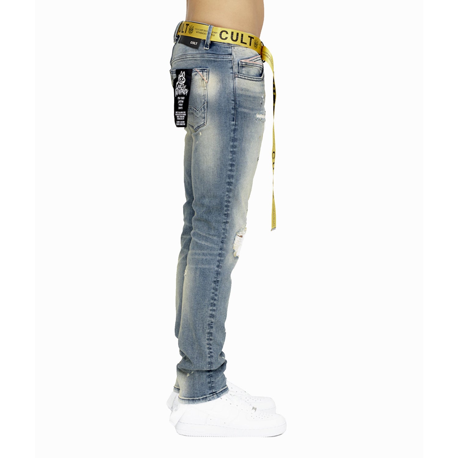 Cult Of Individuality Rocker Slim Belted Stretch Jeans Mens Style : 621b11-rs01j