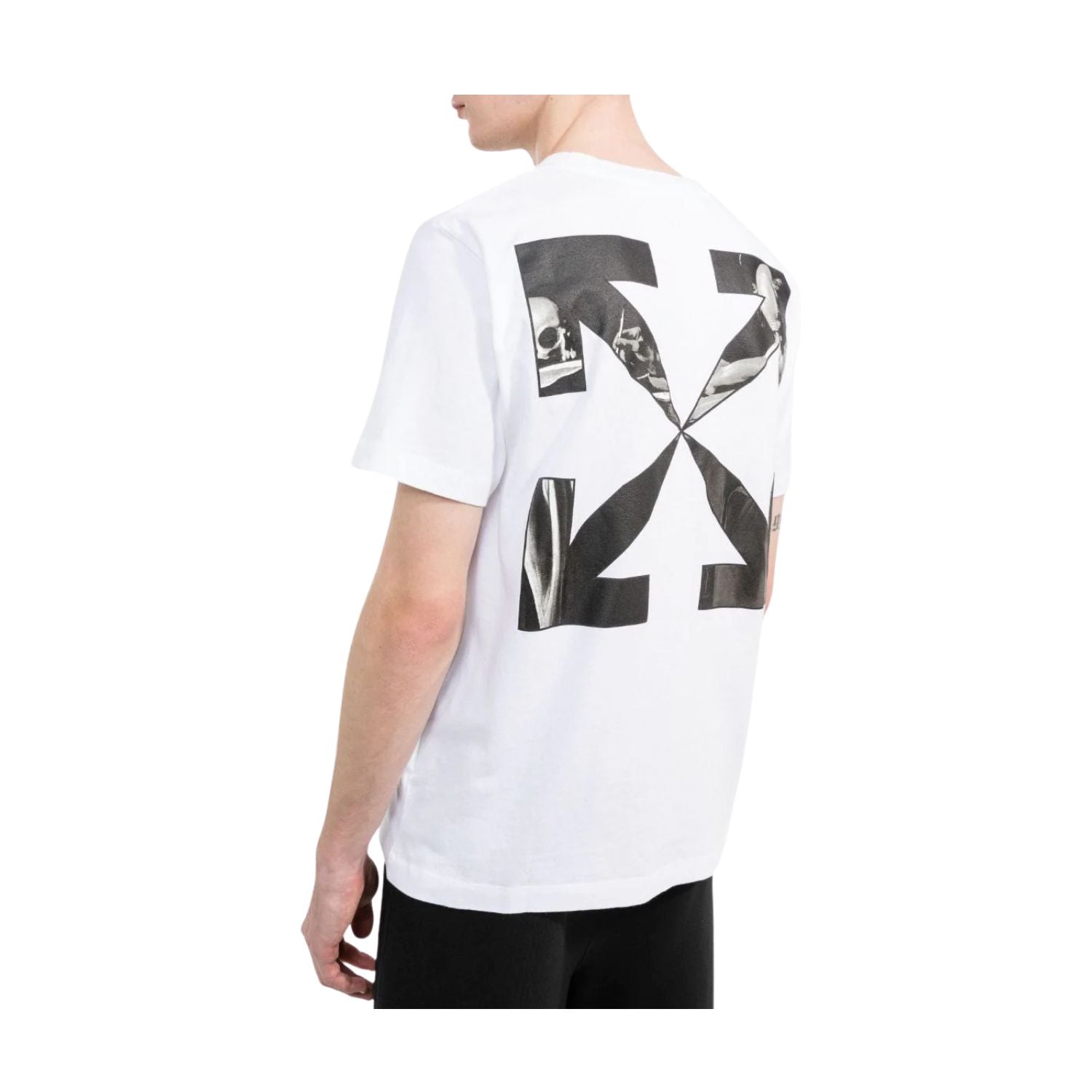OFF-WHITE Text Logo Caravaggio Saint Jerome Writing Arrows Slim Fit T-Shirt White/Black