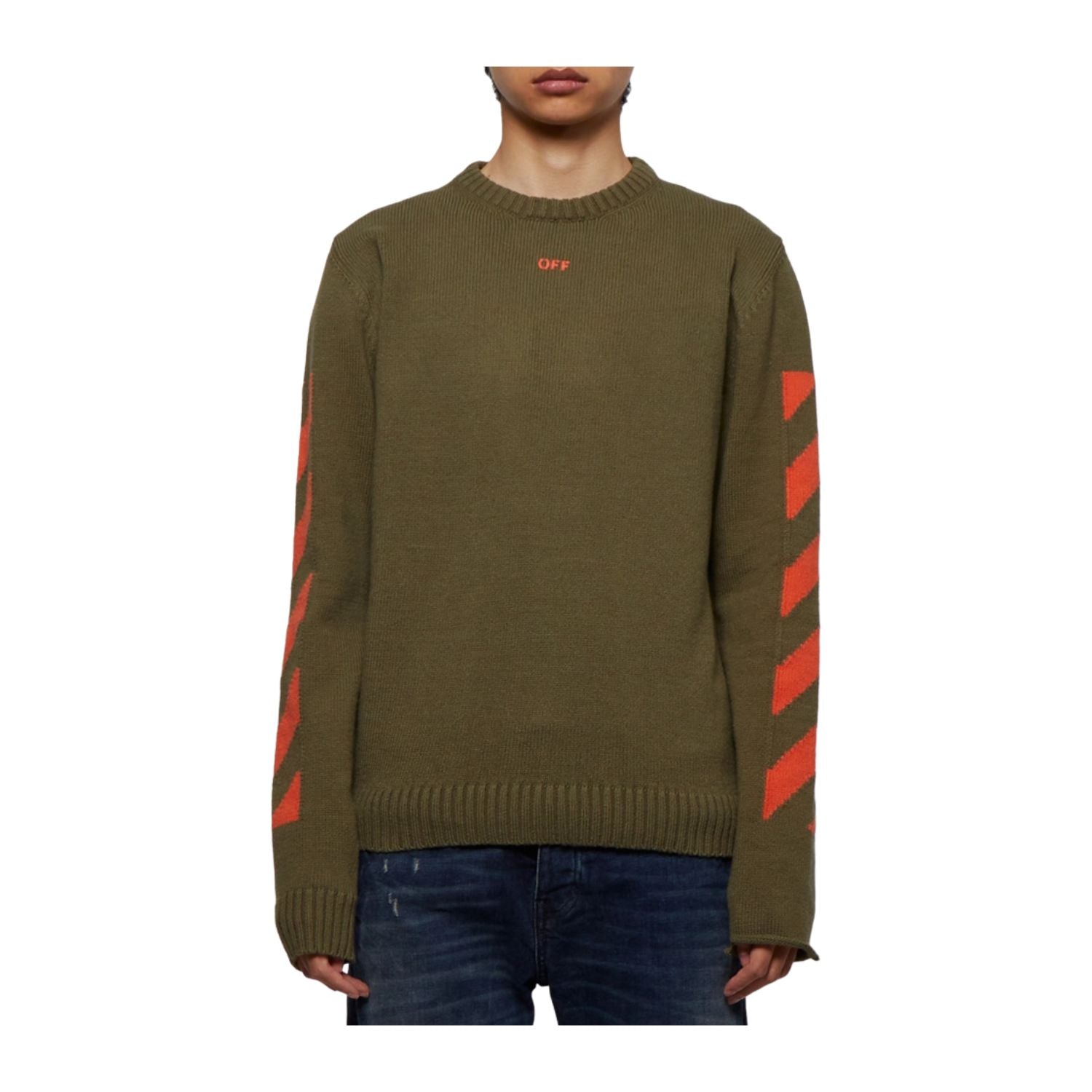 Off-white Diagonal Arrow Knit Crewneck Mens Style : Omhe023f22kni00