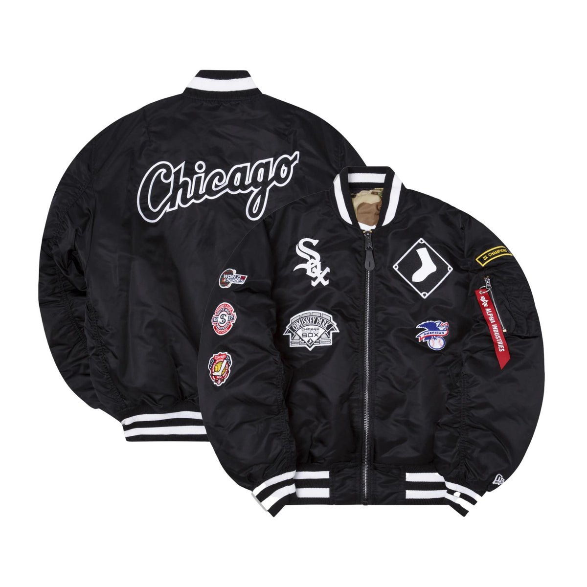 New Era White Sox Reversible Alpha Bomber Jacket Mens Style