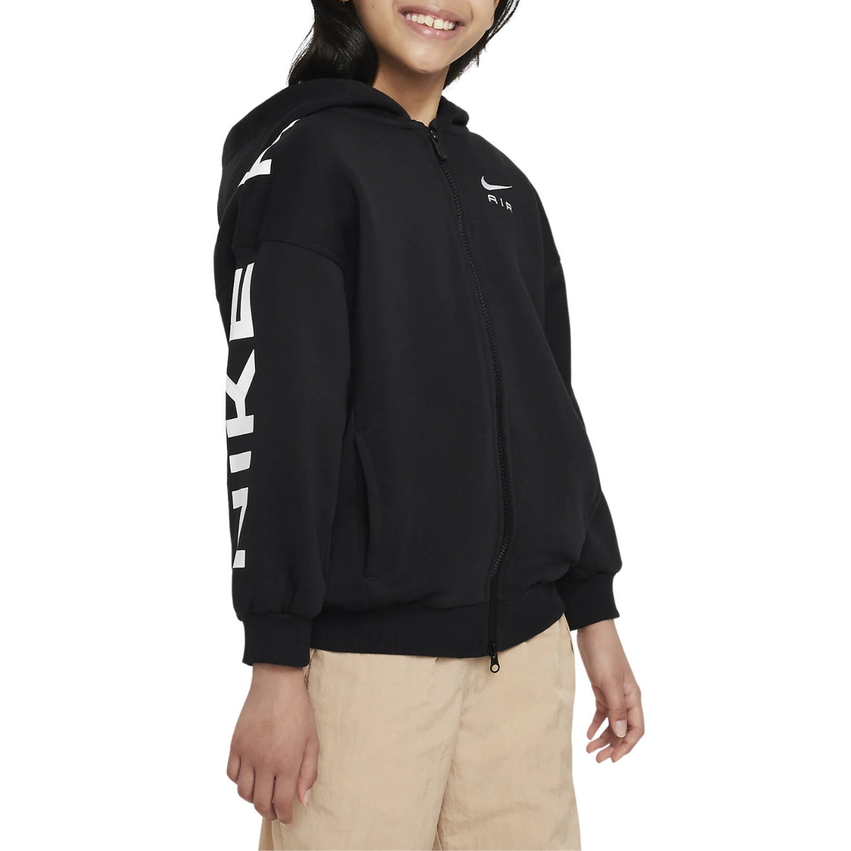 nike air zip through hoodie in black