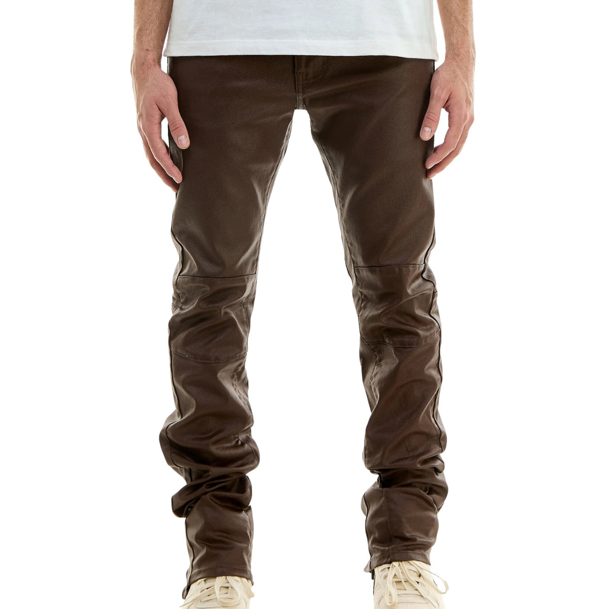 Kdnk Waxed Ziper Stacked Jeans Mens Style : Knb3294