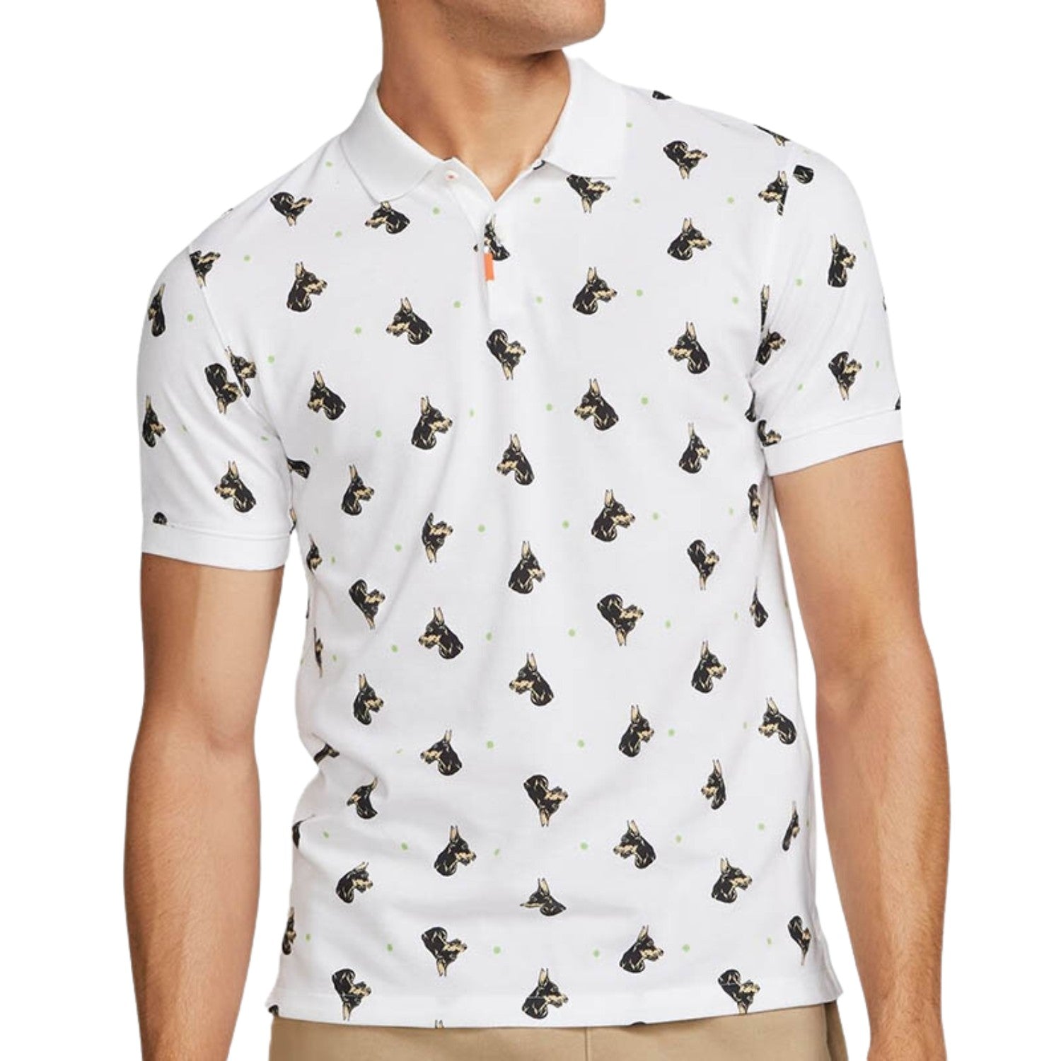 Nike Polo Shirt Dog Pattern All Over Print Slim Fit Dri Fit Mens Style : Dq4577