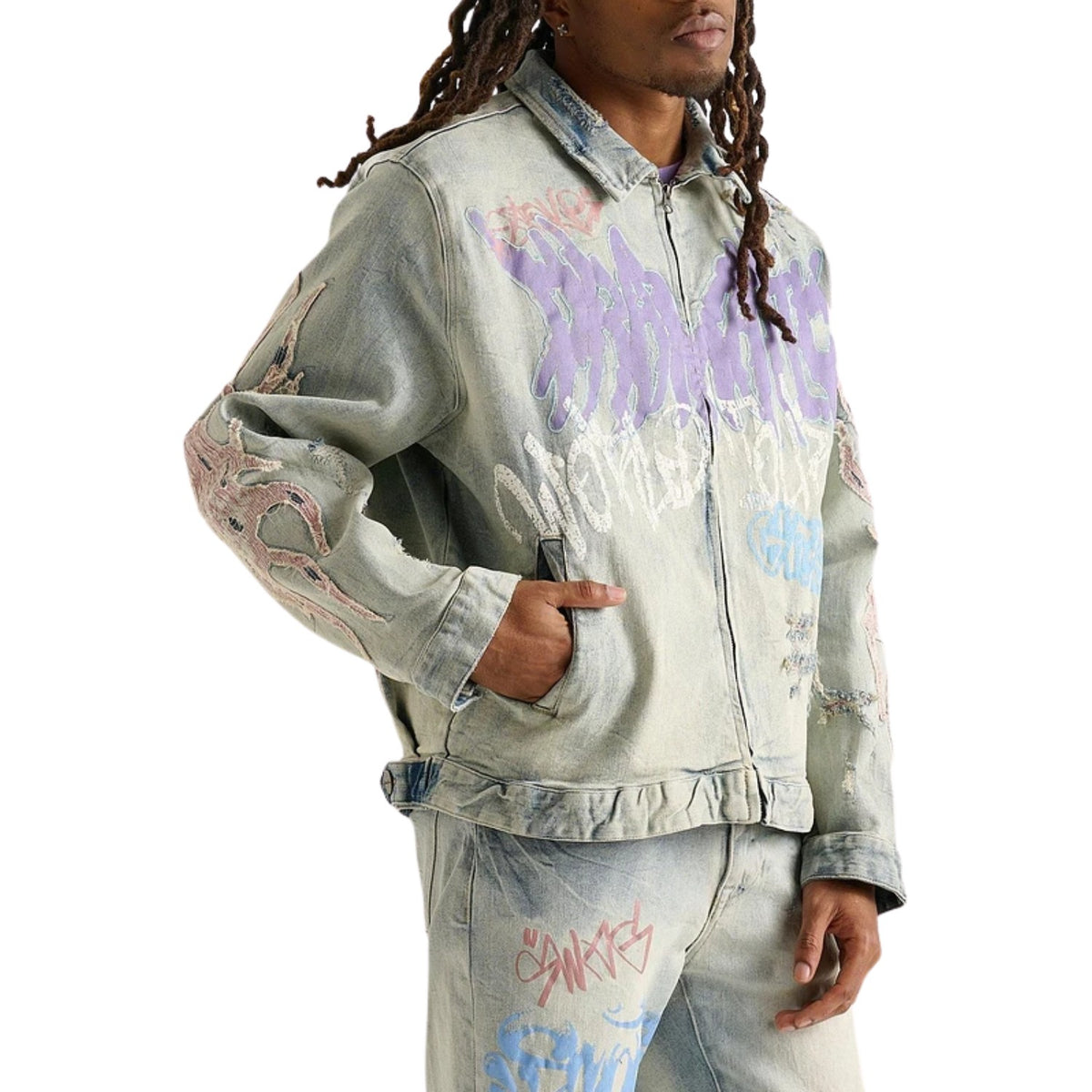 Smoke Rise Dystopia Fashion Denim Jacket Mens Style : Jj25146