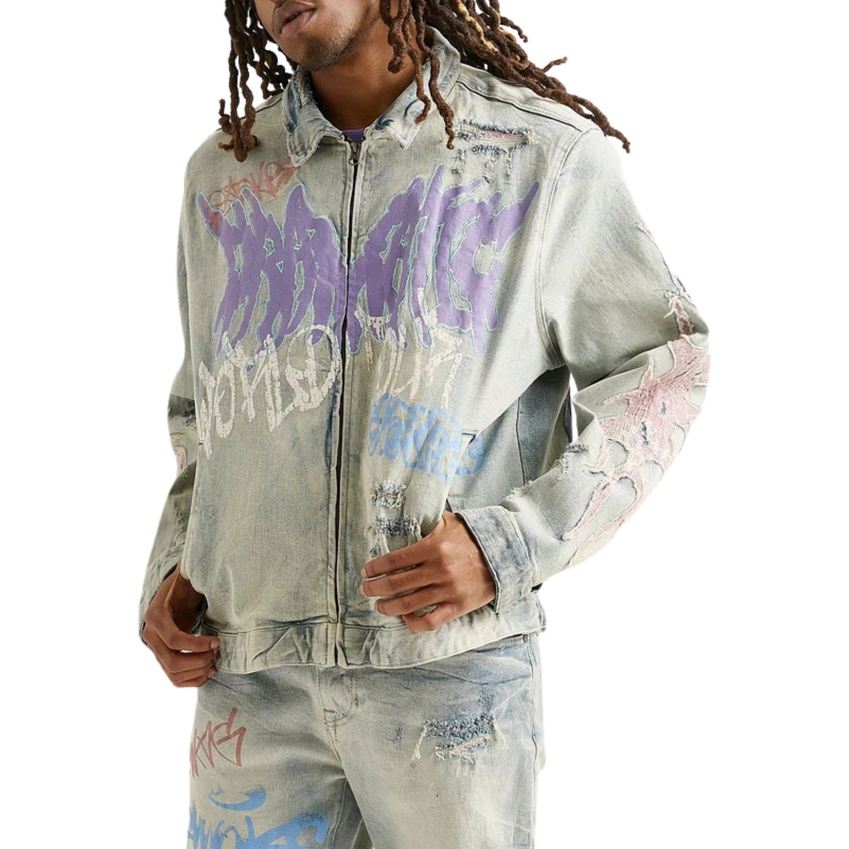 Smoke Rise Dystopia Fashion Denim Jacket Mens Style : Jj25146