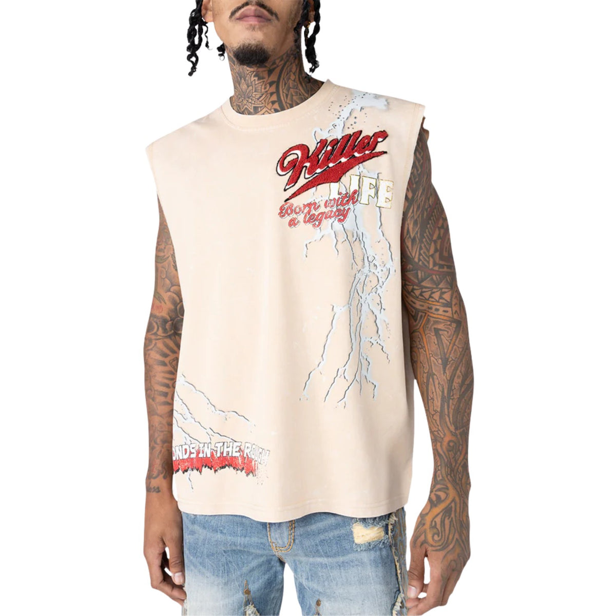 Smoke Rise Rhhinestone Killer Life T-shirt Mens Style : Kt25274