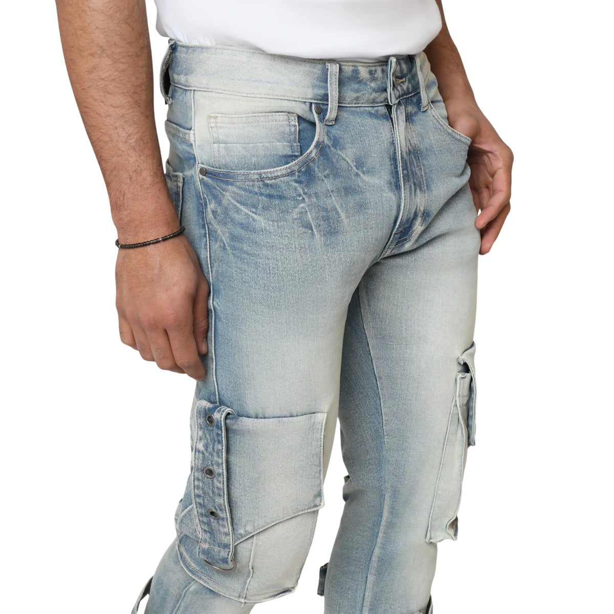 Smoke Rise Eyelet Cargo Jeans Mens Style : Jp25543