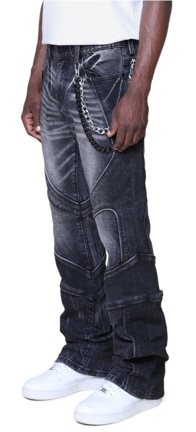 Smoke Rise Colorblock And Piping Jeans Mens Style : Jp25618