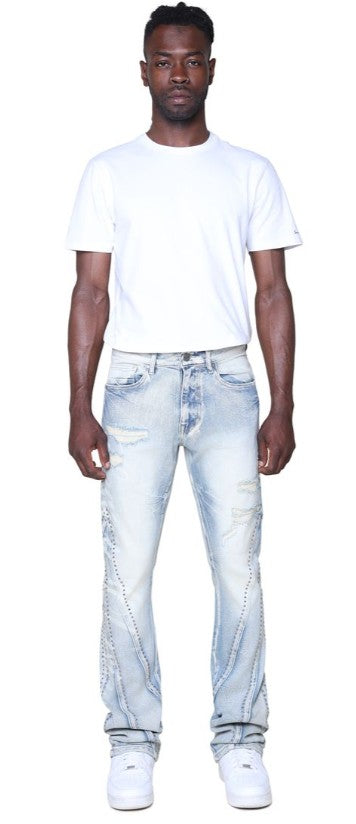 Smoke Rise Barbwire Rhinestone Jeans Mens Style : Jp25637