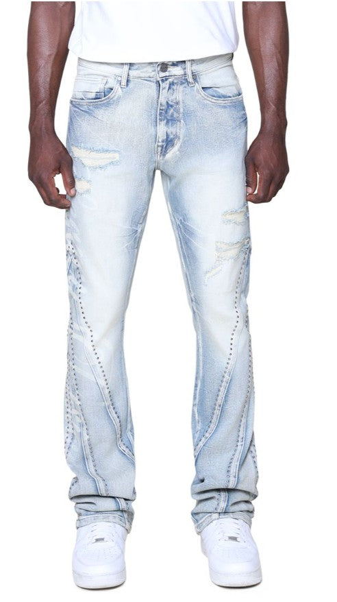 Smoke Rise Barbwire Rhinestone Jeans Mens Style : Jp25637