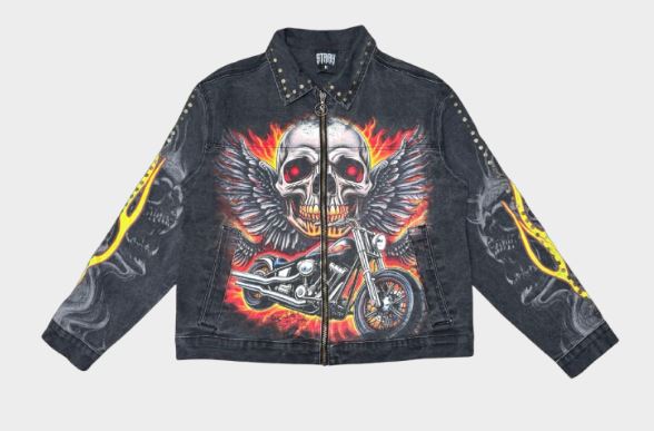 Stray Flame Skull Twill Jacket Mens Style : St1816