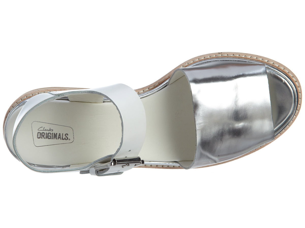 Clarks Madlen Sandal White Leather (Women&