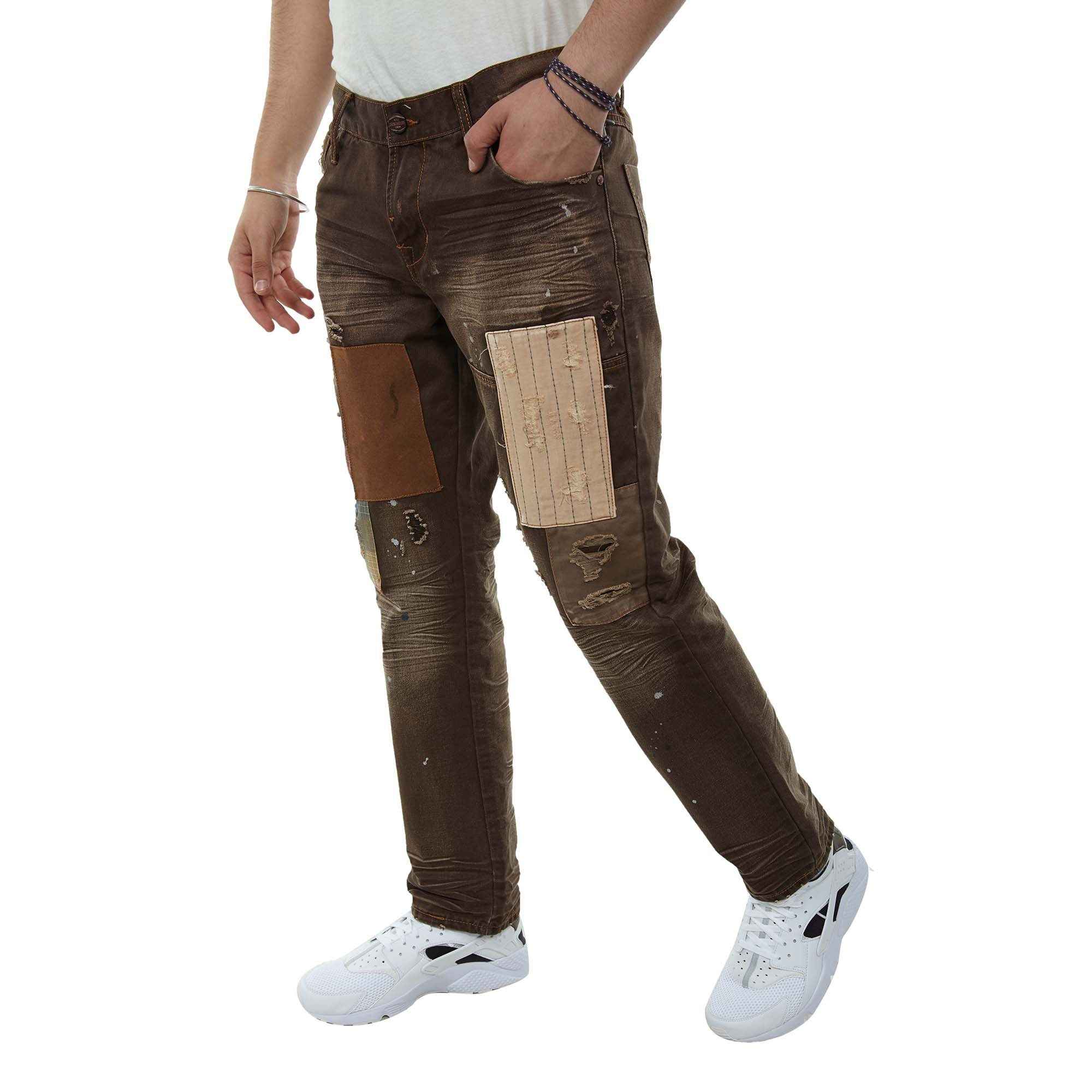 Grind House Chocolate Patch Denim Pants Mens Style : Gh160405-32