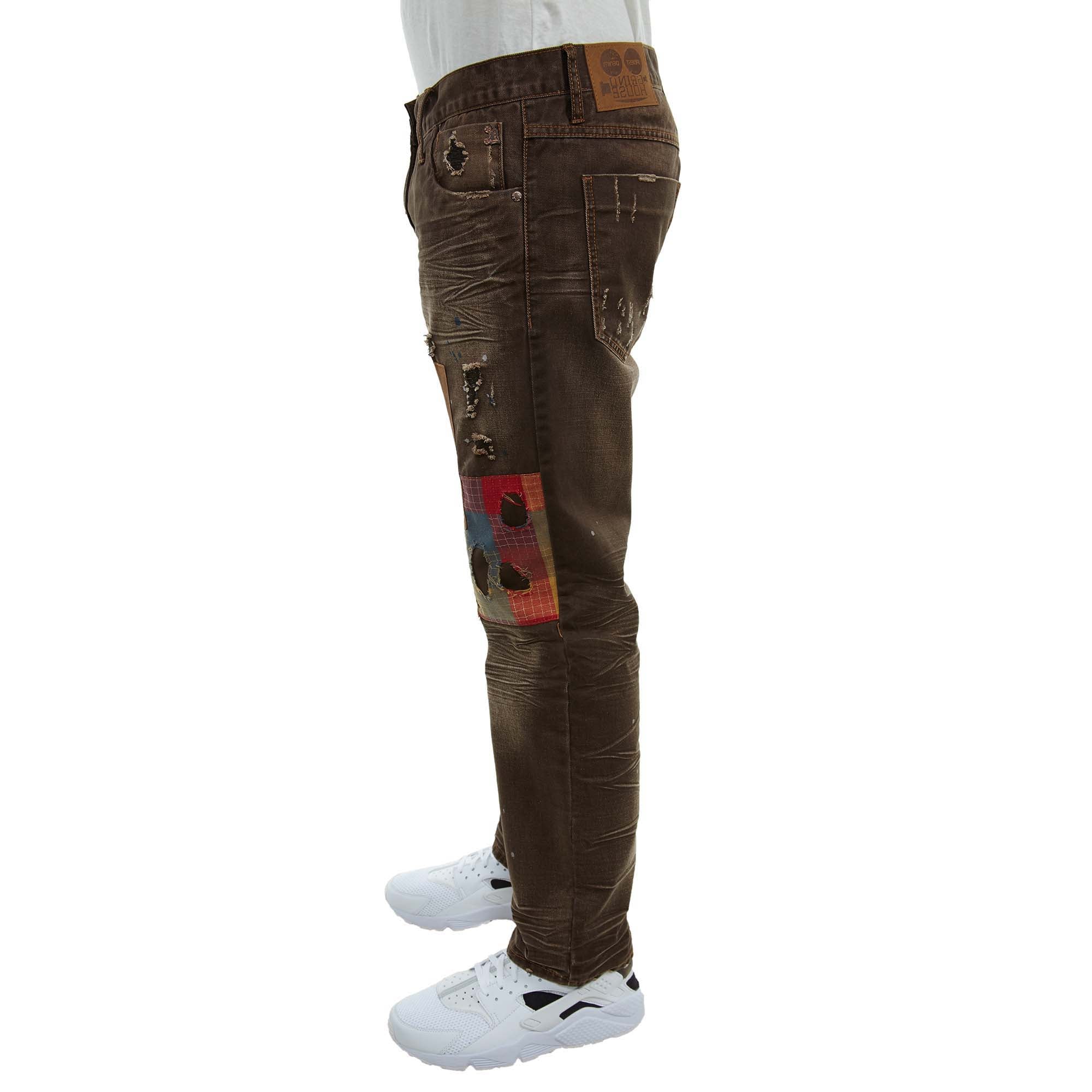 Grind House Chocolate Patch Denim Pants Mens Style : Gh160405-32