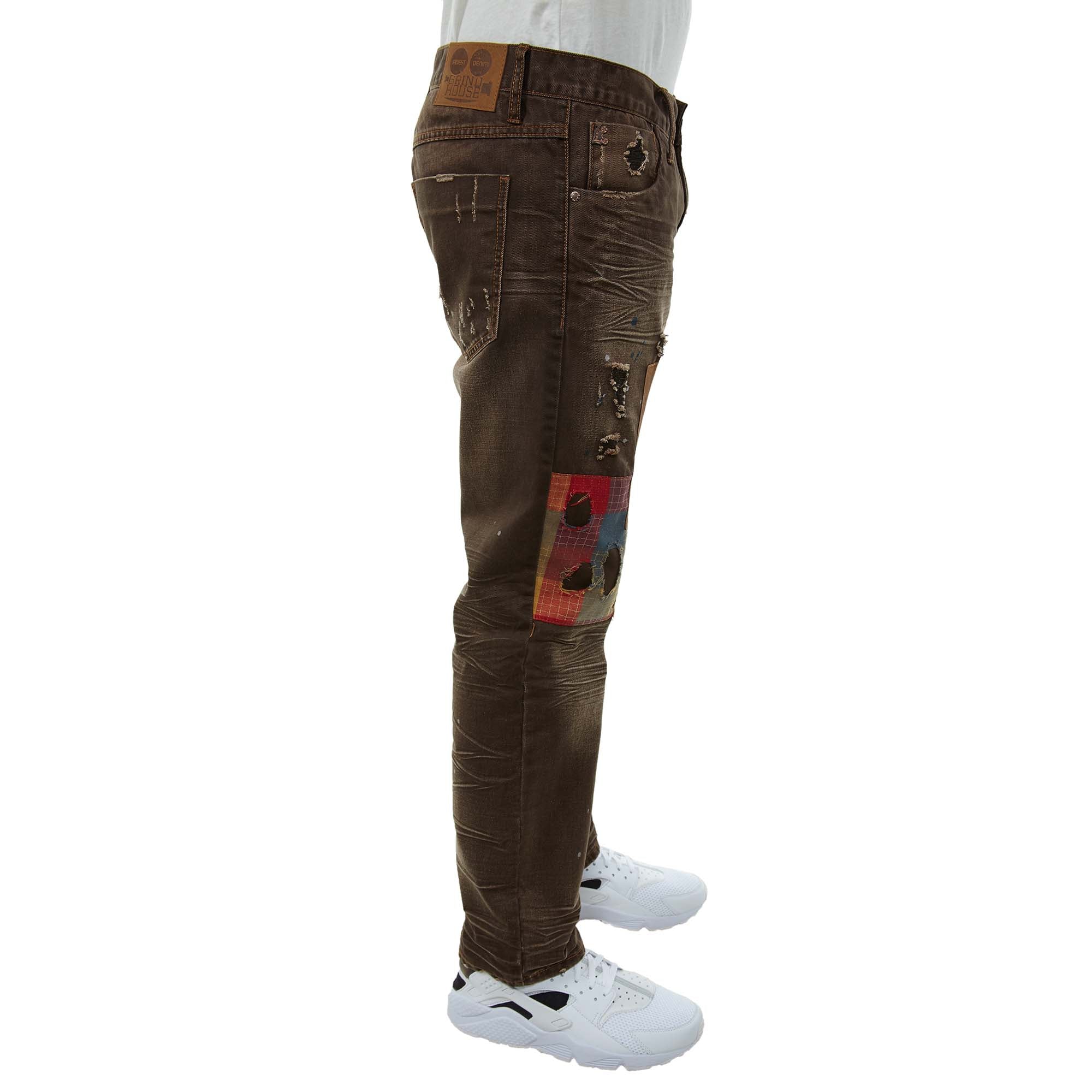 Grind House Chocolate Patch Denim Pants Mens Style : Gh160405-32
