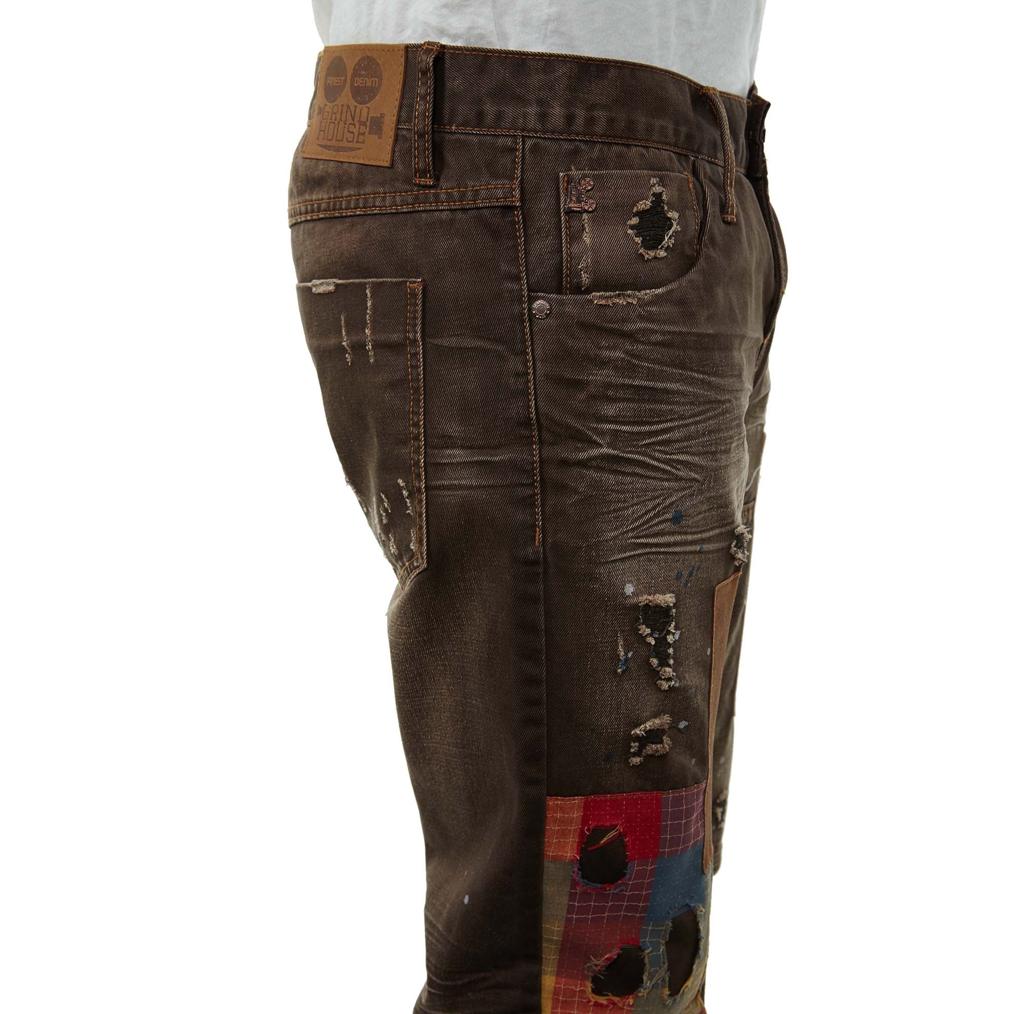Grind House Chocolate Patch Denim Pants Mens Style : Gh160405-32